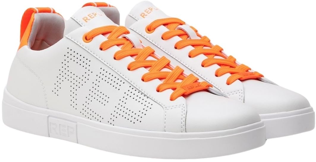 Replay Women's Polys W Blink Sneaker, 076 White Orange, 6 UK