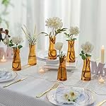 Glasseam Brown Glass Bud Vase: Small Set of 12 Mini Vases for Centerpieces, Flowers, Wedding Table, Dining Room Decoration - Modern Minimalist Cute Decorative Decor - Image 5