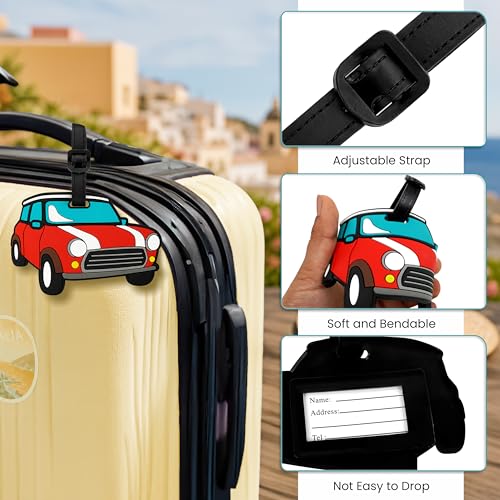 Image of Storite Pack of 2 Luggage Tags with Black Silicon Strap (Red)