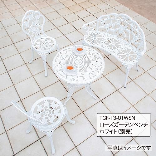 タカショー ガーデンテーブルセット テーブルセットローズ ホワイト 60Φ アルミニウム・鋳鉄 SGT 華やかなバラのモチーフ 屋外 ベランダ SGT-15WN 15枚目