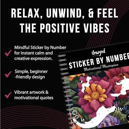 Image of Motivational Masterpiece Sticker by Number Book for Adults, Kids Art