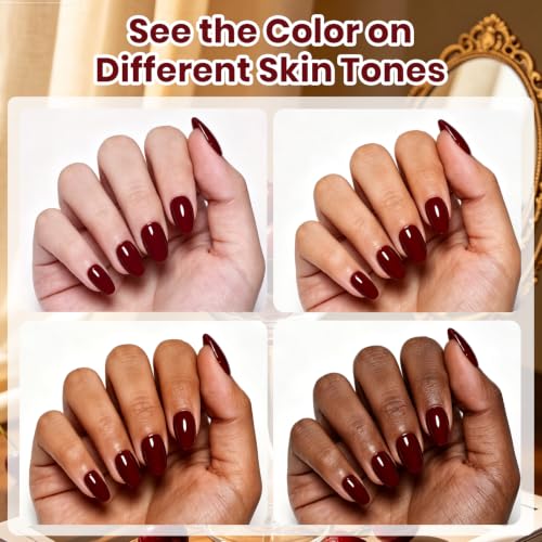 Image of Beetles Red Gel Polish - Fall Nails Art, Ruby Cherry Gel Nail Polish, Same Color Bottle, Soak Off UV Lamp, Long-Lasting Manicure Salon DIY for Holiday