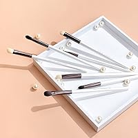 Vista 8 de SIXPLUS 7 Unids Pearly White Eyeshadow Brush Set Professional Eye Brushes con bolsa portátil