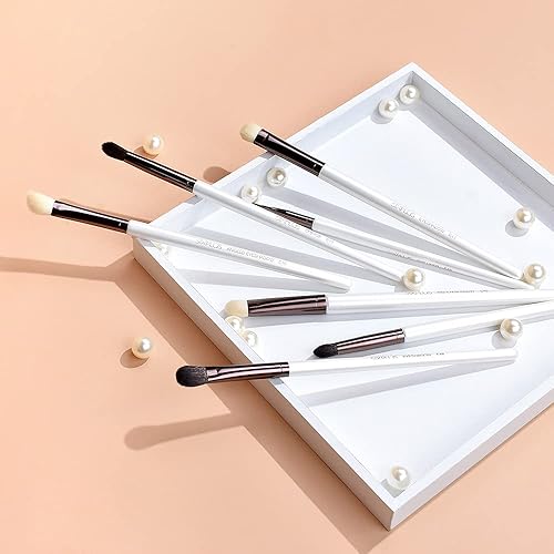 Miniatura 8 de SIXPLUS 7 Unids Pearly White Eyeshadow Brush Set Professional Eye Brushes con bolsa portátil