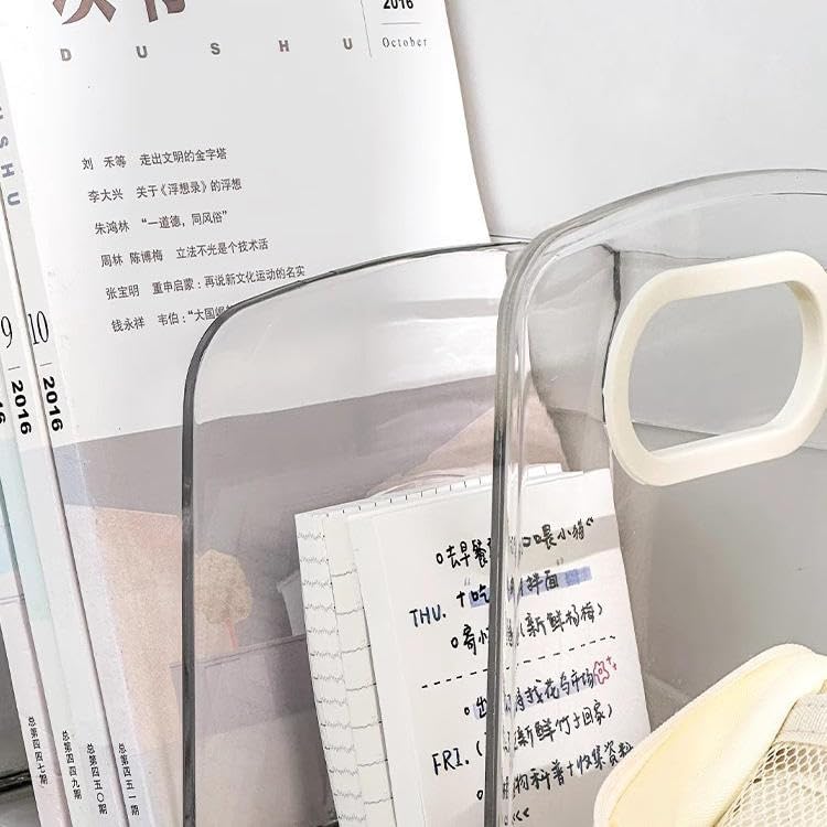 Image of Apexx Adjustable Plastic Desktop Bookshelf - 4-Compartment Book & Magazine Holder | Sturdy Desk Organizer Rack for Students, Office & Home Use - White