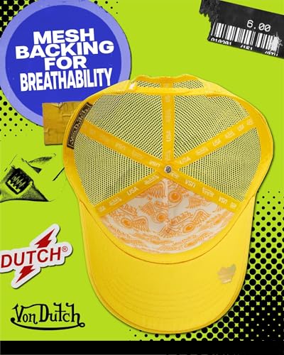 Image of Von Dutch Unisex Trucker Hat - Retro Classic Solid Color Mesh Back Snapback Baseball Cap for Men & Women.