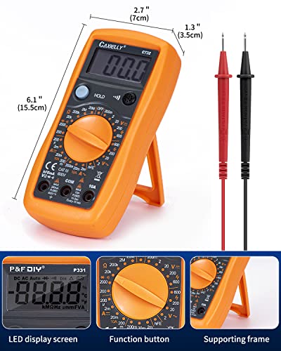 Caxielly Digital Multimeter, Ohm Volt Amp Tester, Ac/Dc Voltage, Ac/Dc Current, Diode, Triode, Data Hold #TOP2