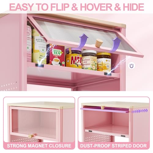 Cute-Nightstand-Small-End-Tables-with-Storage-Drawer-Metal-Side-Table-Kids-Night-Stand-Bedside-Table-Wood-Top-Modern-Side-Table-for-Living-Room-Girls-Bedroom-Dorm-OfficePink Cute Nightstand Small End Tables with Storage Drawer Metal Side Table Kids Night Stand Bedside Table Wood Top Modern Side Table for Living Room Girls Bedroom Dorm OfficePink