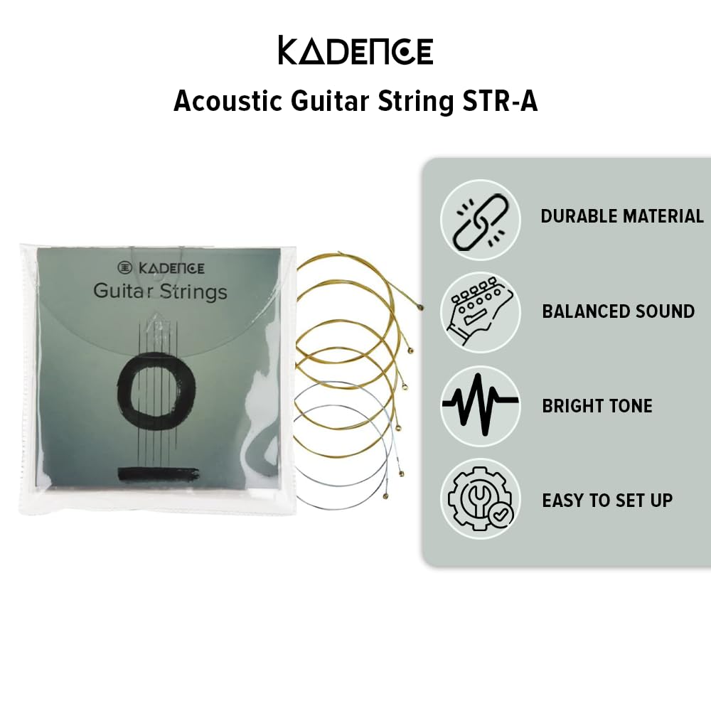 Kadence STRA Jamming Series Acoustic Guitar Strings | 0.011–0.052 Gauge, Alloy Steel 6-String Set | For Acoustic & Semi-Acoustic Guitars | Silver 1