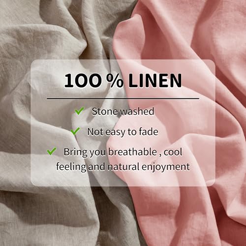 Image of LBRO2M 100% French Pure Linen Sheet Set 6Pcs, 16 inch Deep Pocket Full Size