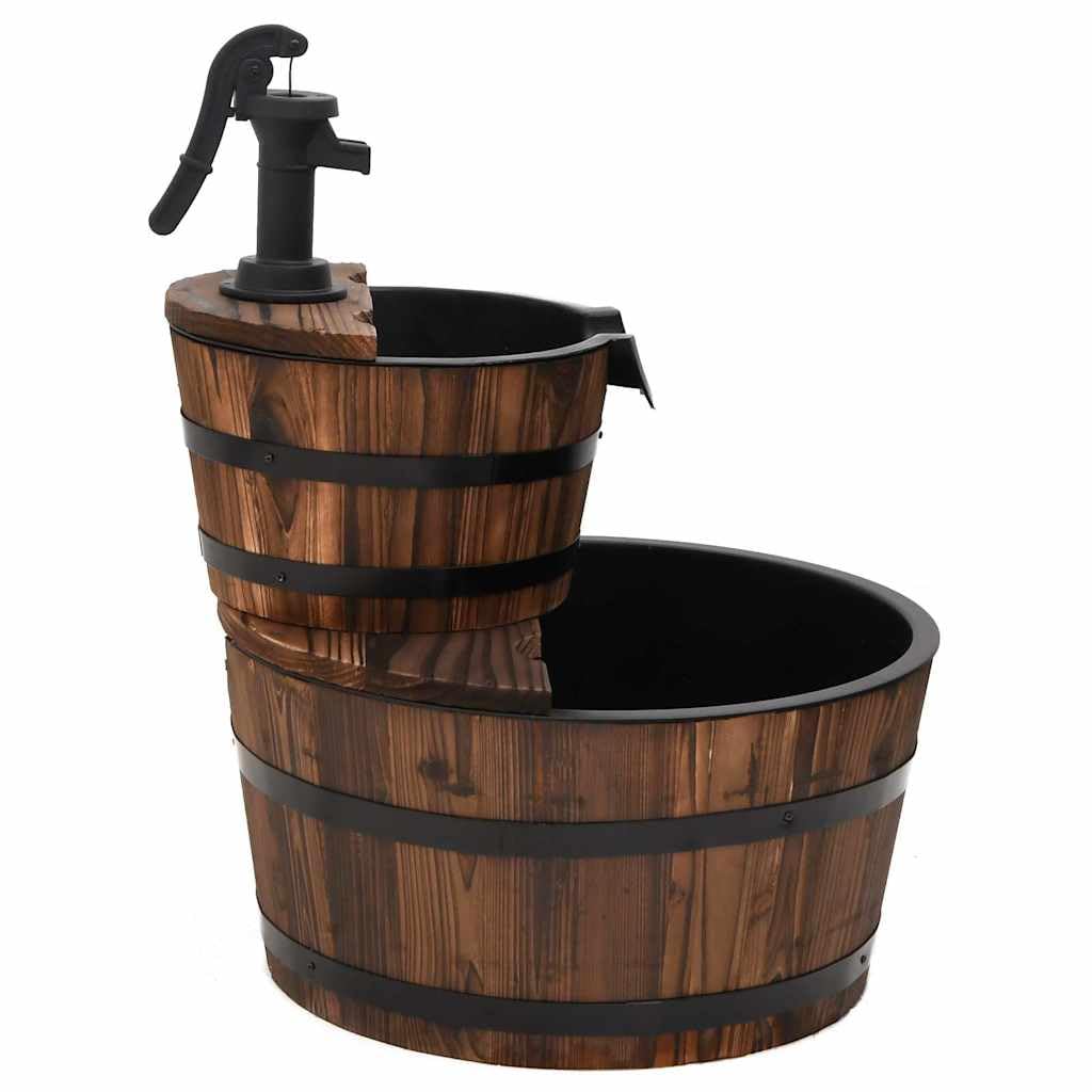 Fontana da giardino con pompa, 44,5 x 44,5 x 58 cm, in legno di abete massiccio, cascata, per giardino, terrazza, balcone, decorazione