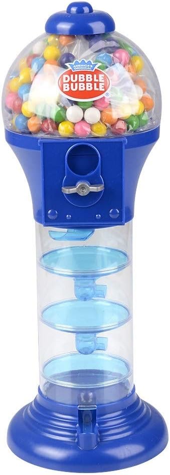 Large 18" Spiral Fun Gumball Candy Coin Bank (Blue) 155 Gumballs Included! Dubble Bubble Hard Candy Jaw Braker Piggy Bank Saving Money Coins Machine