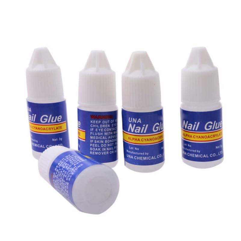 Healifty 5 Pcs Nail Glue for Rhinestones and Acrylic Nails Acid Professional Adhesive with Super Viscosity and Odorless Suitable for Portable Manicure Tool