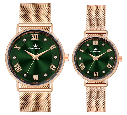 Franklord Romeo and Juliet Couple Watch Series Analog Watch for Men | Couple Watch Gift Set for Men and Women | Wedding Bandhan Analog Green Dial Watch (B0CLVKB49C) Amazon Price History, Amazon Price Tracker