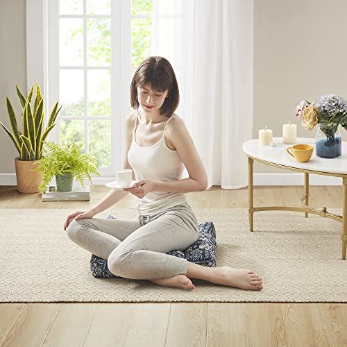 Meditation Floor Pillow, Square Pillows Seating For Adults And Kids, Boho Cushion For Yoga Living Room Tatami Sitting, Memory Foam Added, 22X22 Inch, Indigo Elephant #TOP5