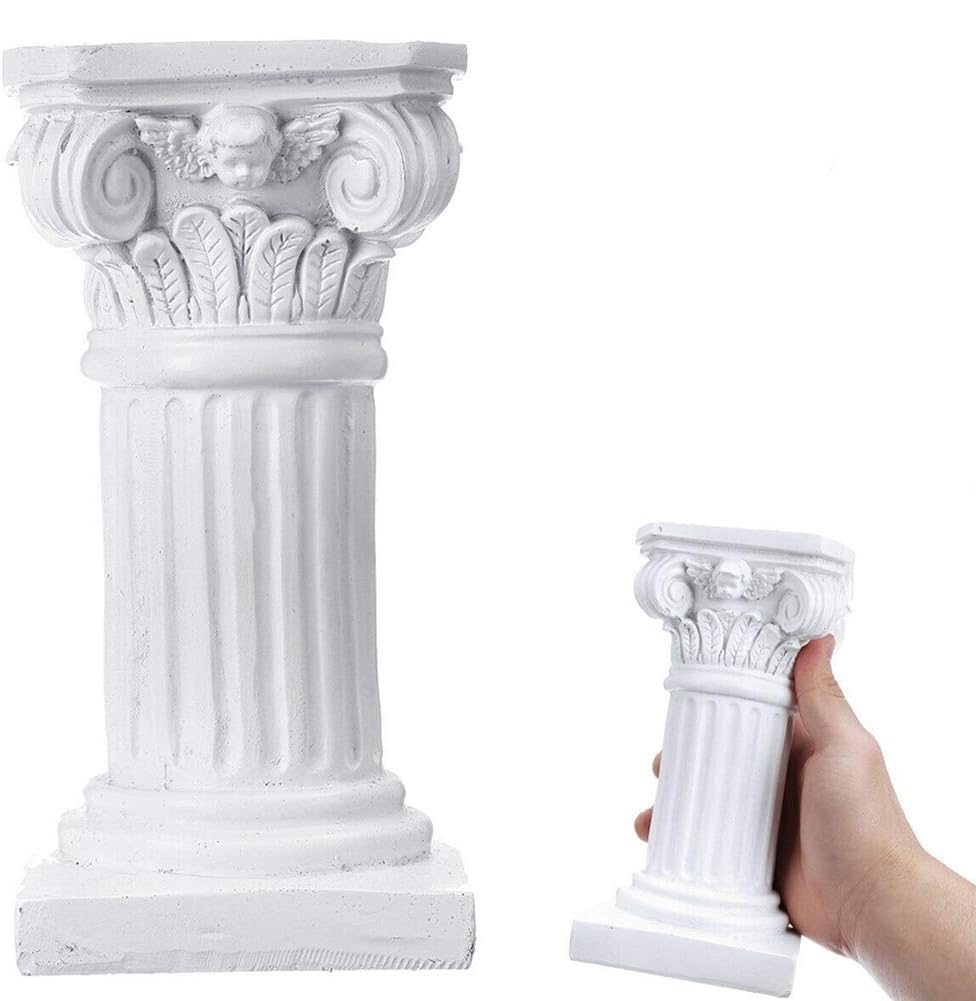 Etiger Roman Pillar, Greek Column Resin Statue, Centerpiece Pedestal Stand Figurine Sculpture, for Wedding Home Garden Indoor Outdoor Decoration(White)(White)