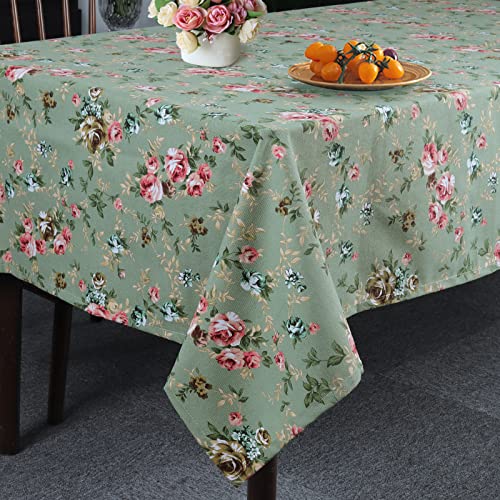 Arquiel Tischdecke Rechteckige Florale, Schwere Leinwand Tischtuch, Elegant Blumendruck Langlebig Leinen Drucken Tischdeck FüR KüChe Essen Parteien (GrüN, 140x180cm) Cover