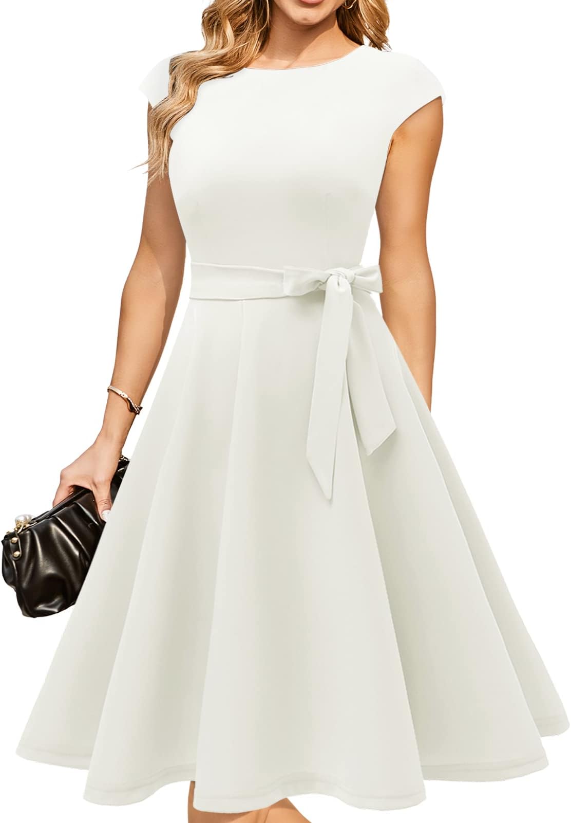 Women's Cocktail Dresses, Formal Wedding Guest Modest Church Vintage Tea Party Midi Evening Dress