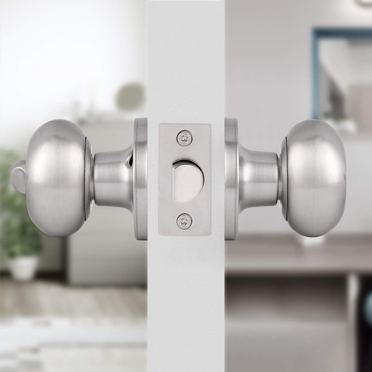 🔥 Crazy Deals knobelite Satin Nickel Door Knobs Egg Style, (10 Pack) Oval Shaped Keyless Door Handle Lock,for Bedroom Bathroom Commercial or Residential,Privacy Function-Locked Inside with Turn-Thumb for Security Flash Sale Buy 1 get 1 knobelite Satin Nickel Door Knobs Egg Style, (10 Pack) Oval Shaped Keyless Door Handle Lock,for Bedroom Bathroom Commercial or Residential,Privacy Function-Locked Inside with Turn-Thumb for Security