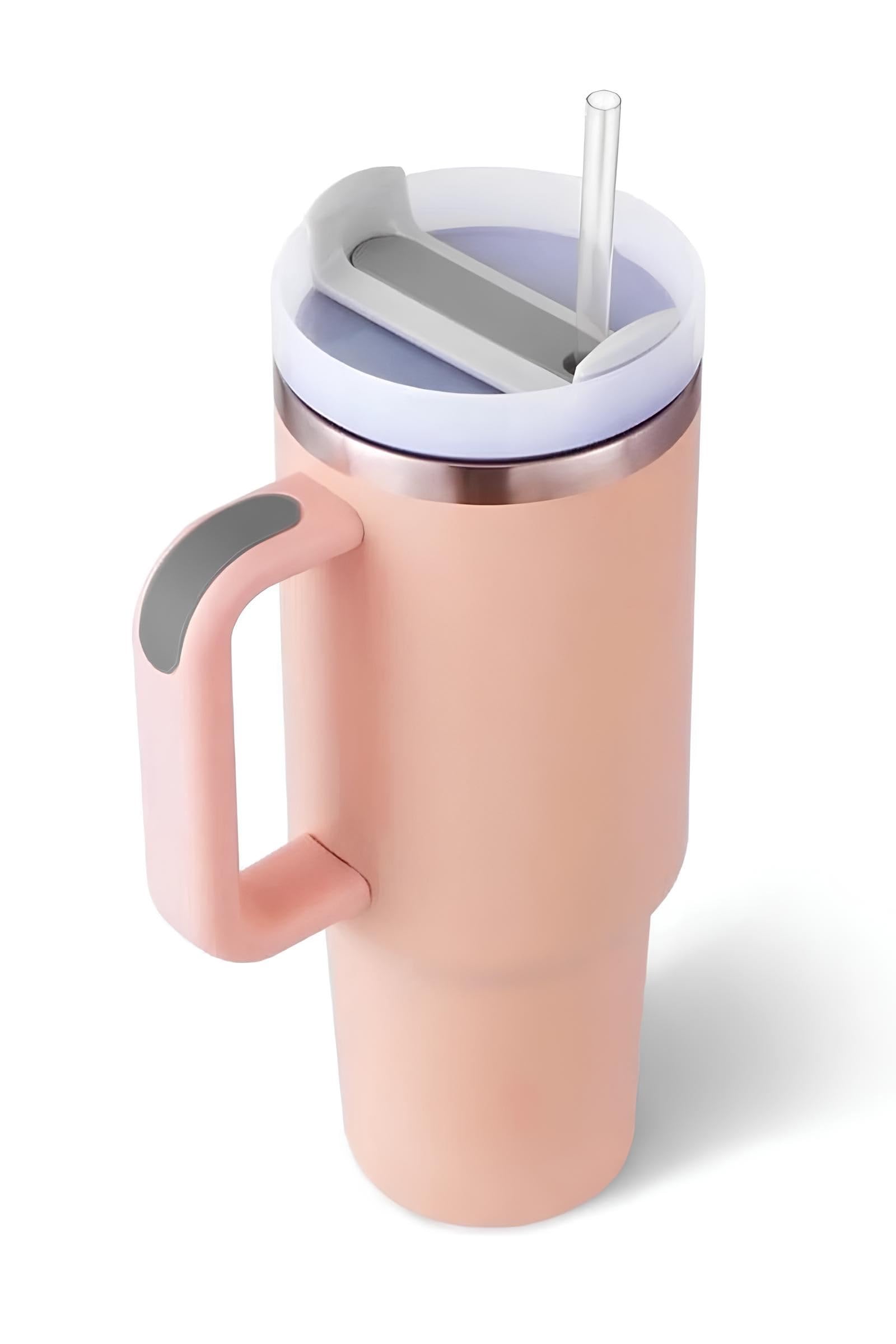 316 L Çelik 1,2 L Pembe Pipetli El Termos Mug (SIZDIRMAZLIK YOK) cin856pm