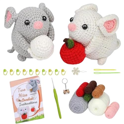 Kit de ganchillo para principiantes, kit de ganchillo de animales para principiantes, kit completo de ganchillo de animales, kit de suministros de ganchillo para hámster para el hogar, viajes