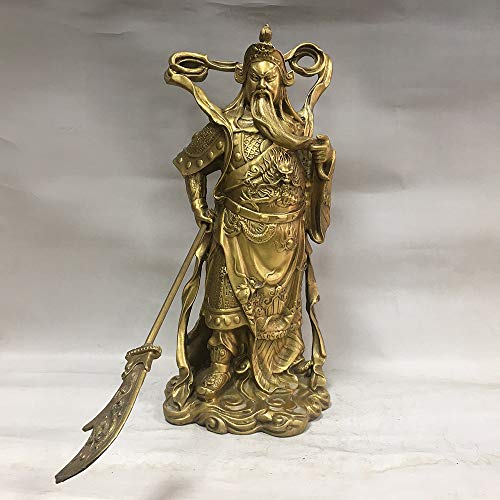 Statue Guan Yu en cuivre pur : artisanat d'art et décoration Feng Shui maison