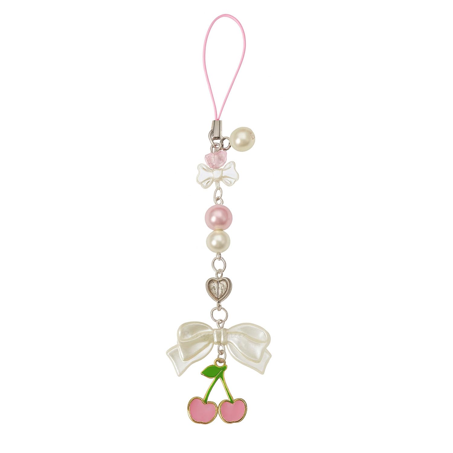 Phone Charm | Aesthetic Pink Silver Heart Phone Charm Pink Pendant for Mobile | Cute & Stylish Mobile Jewelry for Girls & Women | Y2K Accessories Kawaii | Bag Key Chain