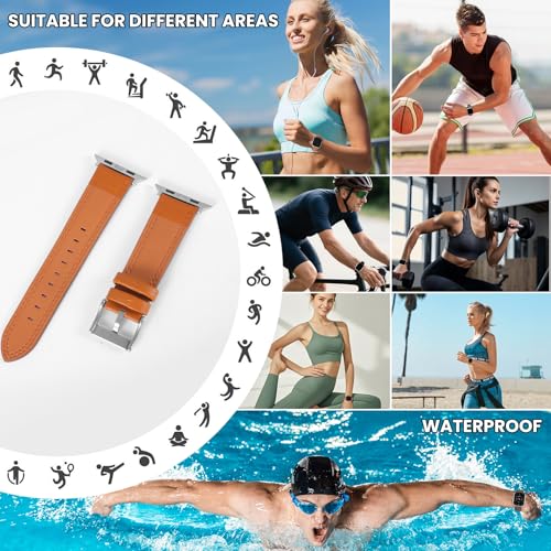 Image of Soft Genuine Leather Band for Apple Watch 49mm 46mm 45mm 44mm 42mm 38mm- Women /Men Vintage Retro Replacement Wristband Strap with Metal Buckle for iWatch Ultra 3 /2 /SE /Series 11 /10 /9 /8 /7 /6 /5 /4 /3 /2 /1