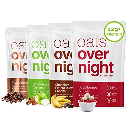 Oats Overnight - Variety Pack (16 Meals) High Protein, Low Sugar Breakfast Shake - Gluten Free, High Fiber, Non GMO Oatmeal (2.7oz per meal)