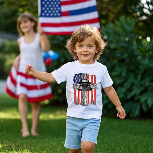 Image of Boys 4th of July Shirts-Toddler Girls Patriotic American Flag Tees Kids Memorial Day USA T-Shirts 2-7T