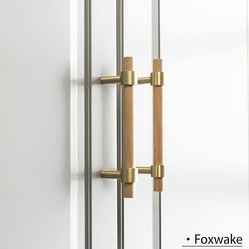 Miniatura 8 de foxwake Tiradores de tocador de madera y latón de 0 a 3 pulgadas, doble agujero, juego de 4 unidades ajustables de centro a centro, tirador de