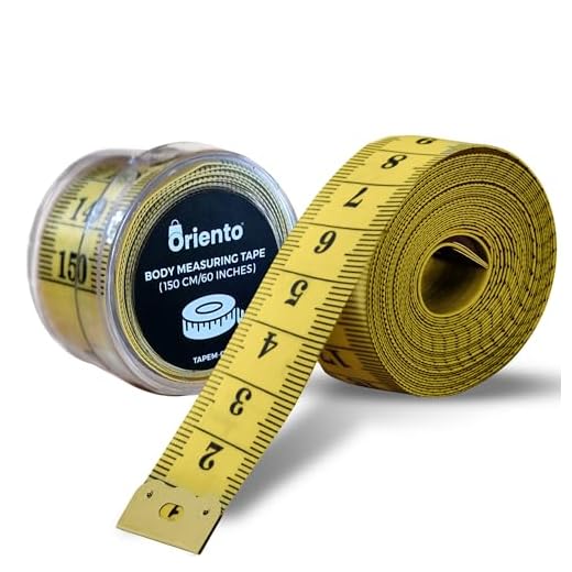 Oriento Cinta Métrica Corporal 150 cm/60 pulgadas – Metro de Costura Flexible a Doble Cara para Medidas Corporales, Sastrería, Amarillo CM/Inch