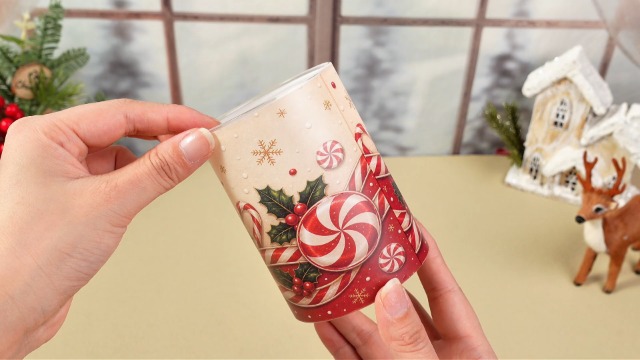 Image of Tujoe 3 Pcs Christmas Candy Cane Flameless Candle LED Battery Pillar Candle
