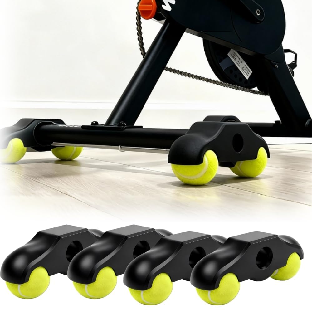 4 Stück Rocker-Platten-Füße, tragbarer Wippplatten-Fahrradtrainer,Indoor Cycling Snap Rocker Feet Adapter, für den Wahoo Kickr Core 2 Rollentrainer, mit 8 Tennisbällen