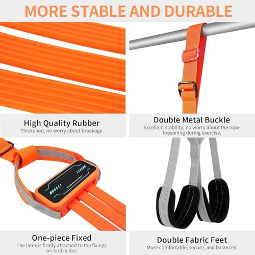 Image of BHAVYATA Pull Up Assistance Bands, Heavy-Duty Adjustable Resistance with Fabric Feet /Knee Rest for Pull Ups System Home Gym Strength Training, Up to 360 lbs Assistance