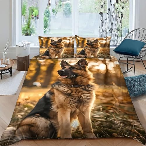 Parure de lit housse de couette animaux 3D microfibre automne Super King