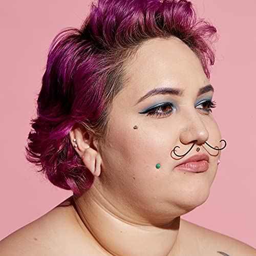Bodyjewelryonline Black Septum Moustache Nose Ring [Curly Design], 316L Surgical Steel, 2¾” Length, Hypoallergenic, Lead/Nickel Free, Smooth Surface #TOP5