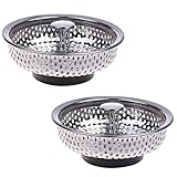 COSMOS Pack of 2 Stainless Steel Kitchen Sink Drain Strainer Basket and Stopper