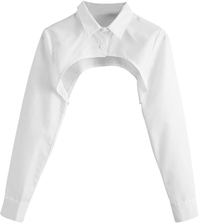 SweatyRocks Womens Button Front Collared Blouse Long Sleeve Crop Top