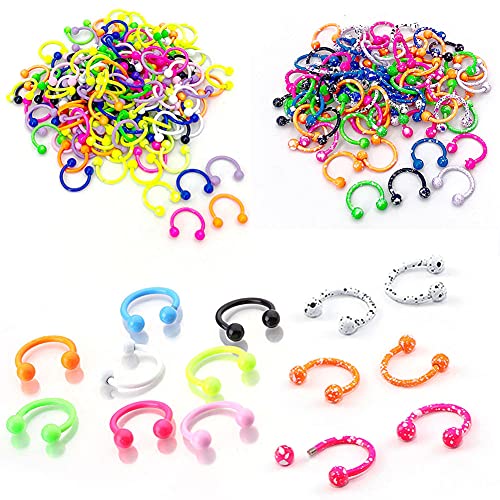 20 Pieces 16G Stainless Steel Horseshoe Septum Piercing Nose Rings Hoop Tragus Cartilage Retainer Body Piercing Jewelry