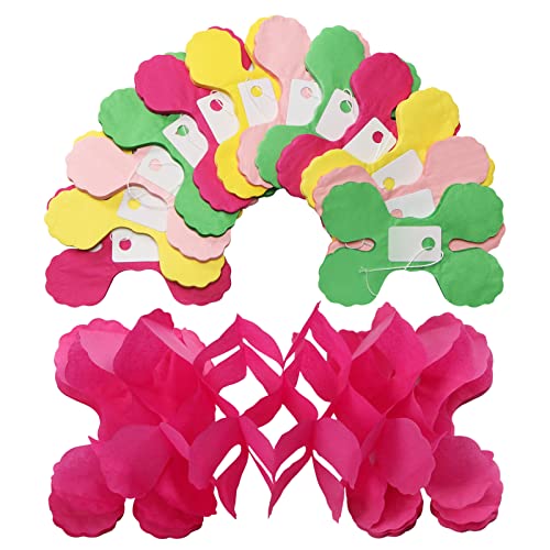 Image of Hawaiian Luau Party-Decorations Streamer Garland - 157Ft Tropical Aloha Theme Supplies Four-Leaf Clover,Rose Red Pink Green Yellow Hanging Banner,Spring Summer Beach Birthday Baby Shower Decor Hugtmr