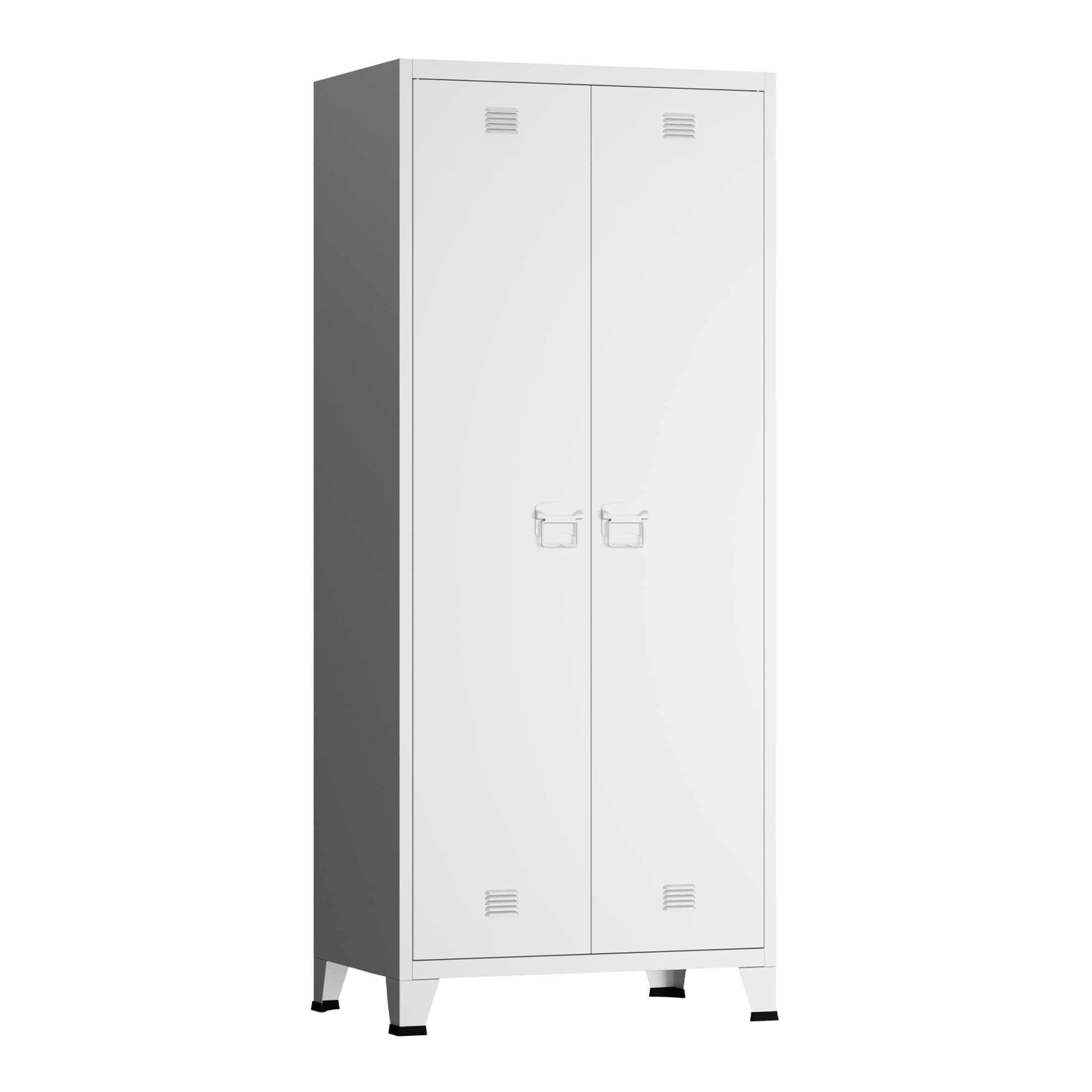 [en.casa] Kleiderschrank Hankasalmi 2-türig mit Kleiderstange Schlafzimmerschrank Metall Weiß Garderobenschrank mit 3 Ablagen 180 x 90 x 40 cm