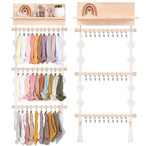 Image of POVETIRE Baby Headband Holder, Hair Bows and Accessories Storage Organizer, Wall Hanging Decor for Nursery Toddler Girls Room (Color-4)