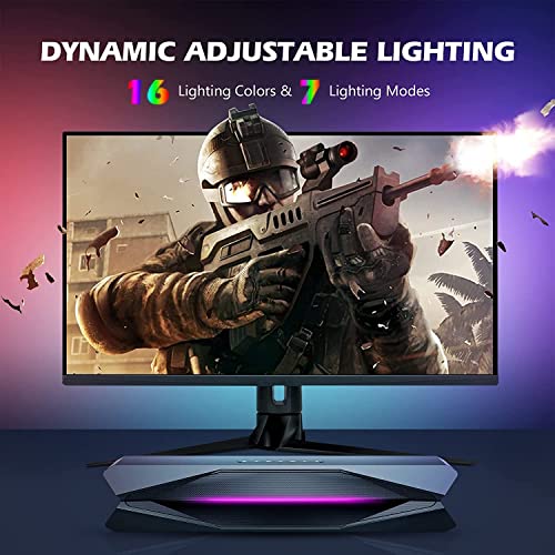 Computer Speaker Soundbar With Bluetooth: Colourful Rgb Sound Bar With Stereo Subwoofer And Aux- Small Portable Pc Speakers With Strong Bass - Wireless And Wired Exterior Powered Speaker System #TOP1