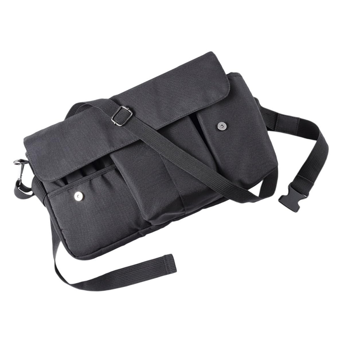 Borsa per Trucchi da Viaggio in Canvas Nero Cintura Regolabile, Design Creativo e Pratica la Donna Contemporanea