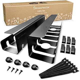 HOMEPROTEK Desk Tidy Under Desk Cable Management Tray x2 Black, Cable Duct for Tidy Home Office Wire Management, Easy Assembly Sturdy Steel Cable Holder Desk, 43x10x10cm Cable Rack and Accessories