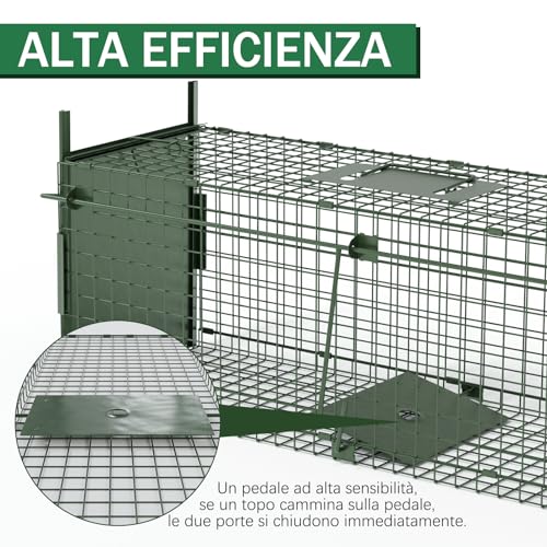 Piège Chat Errant Pliable, Cage de Capture à 2 Entrées 80x26x26cm – vue 7