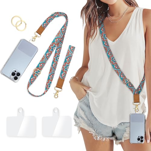 Image of Piefly Cell Phone Lanyard Crossbody Wrist Strap Adjustable for Women Boho | Travel Daily Cruise, Around the Neck, Hands-free, Universal, Fit Keys ID badge, Accessories, Compatible with Most Smartphones