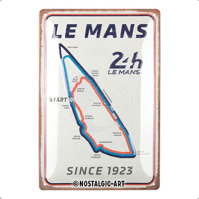 Nostalgic-Art Cartel metálico retro, 20 x 30 cm, 24h Le Mans – Circuit – Idea de regalo para amantes del motor, de metal, diseño vintage