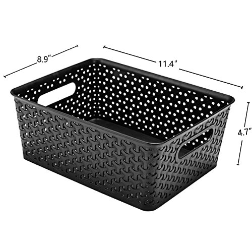 Eslite Plastic Storage Baskets,11.4X8.9X4.7",Pack Of 4 (Black) #TOP1